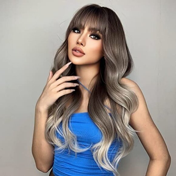 ?? Gorgeous Ash Brown to Blonde Ombre Long Wavy Hair Replacement NWT SEXY ? main image 5